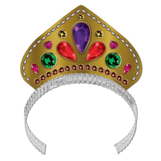 Gold Printed Jeweled Tiaras, 12ct.